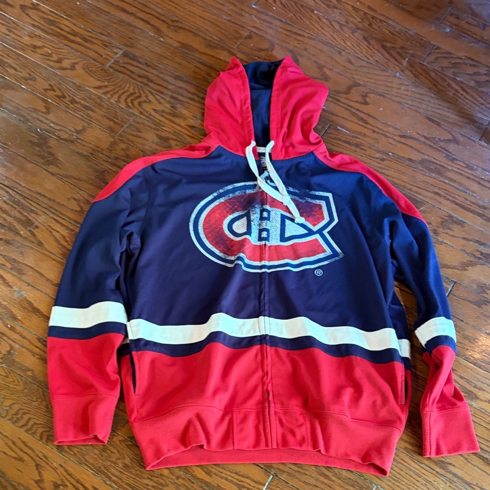 NHL Red, Navy & White Zip-Up Hockey Hoodie